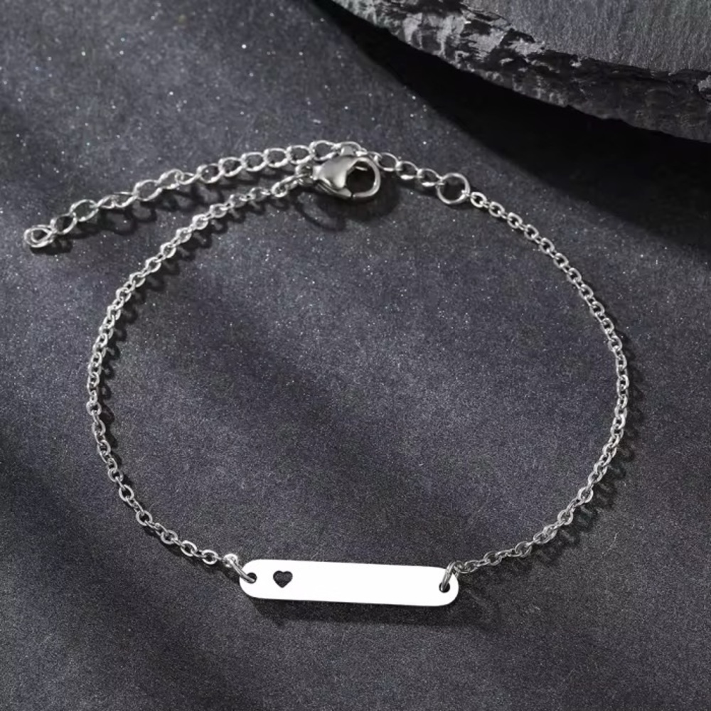 Silver heart bar bracelet for kids baby children Stainless Steel Nontarnish